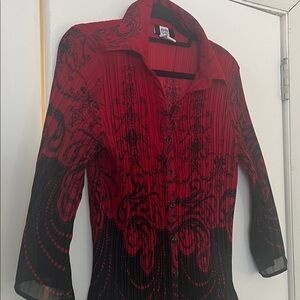 STUDIO 1940 RED BLACK BLOUSE